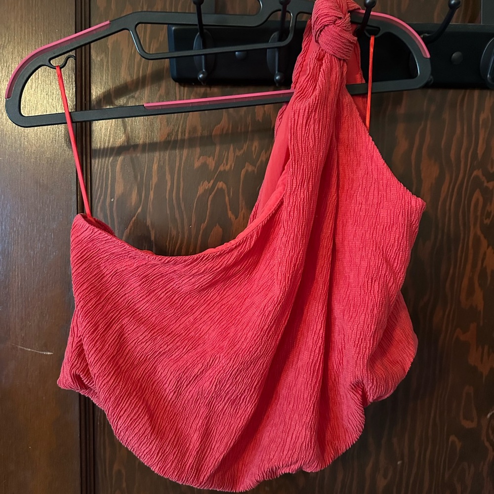 Abercrombie & Fitch One-Shoulder Linen Top